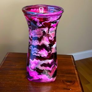 Art Deco Swirl Glass Vase Purple Pink Mauve
